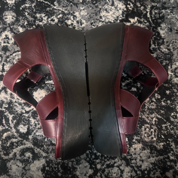 🤩 Rare Dr. Martens Vintage Leather Oxblood Burgundy Quad Platform Sandals Shoes - Picture 7 of 11